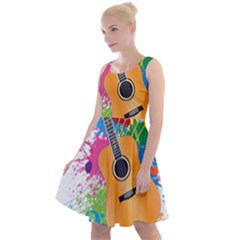 String Instrument Acoustic Guitar Knee Length Skater Dress