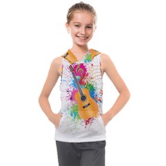 String Instrument Acoustic Guitar Kids  Sleeveless Hoodie by Jancukart