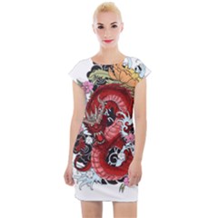 Drawing Red Dragon Legendary Cap Sleeve Bodycon Dress by Jancukart