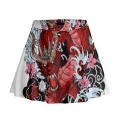 Drawing Red Dragon Legendary Mini Flare Skirt