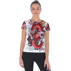 Drawing Red Dragon Legendary Short Sleeve Sports Top 