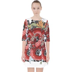 Drawing Red Dragon Legendary Quarter Sleeve Pocket Dress by Jancukart