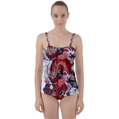 Drawing Red Dragon Legendary Twist Front Tankini Set by Jancukart