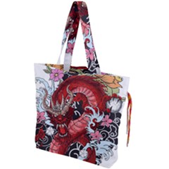 Drawing Red Dragon Legendary Drawstring Tote Bag by Jancukart