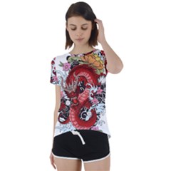 Drawing Red Dragon Legendary Short Sleeve Foldover Tee