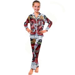 Drawing Red Dragon Legendary Kid s Satin Long Sleeve Pajamas Set