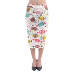 Candy Background Cartoon Midi Pencil Skirt by Jancukart