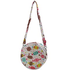 Candy Background Cartoon Crossbody Circle Bag