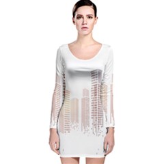 Buildings, Building City Building Condominium Skyscraper Long Sleeve Velvet Bodycon Dress