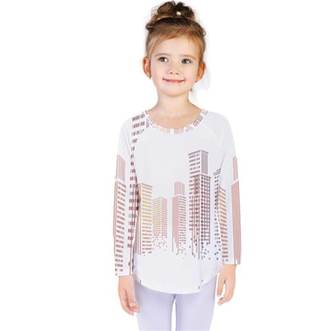 Buildings, Building City Building Condominium Skyscraper Kids  Long Sleeve Tee by Jancukart