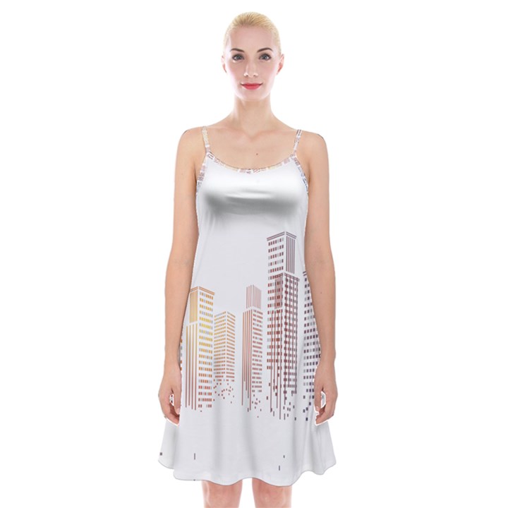 Buildings, Building City Building Condominium Skyscraper Spaghetti Strap Velvet Dress