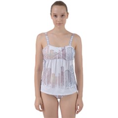 Buildings, Building City Building Condominium Skyscraper Twist Front Tankini Set