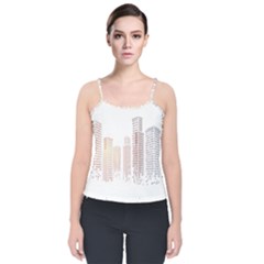 Buildings, Building City Building Condominium Skyscraper Velvet Spaghetti Strap Top