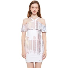 Buildings, Building City Building Condominium Skyscraper Shoulder Frill Bodycon Summer Dress by Jancukart