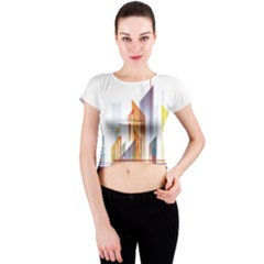 Building Artwork City Building Crew Neck Crop Top