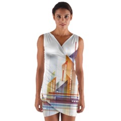 Building Artwork City Building Wrap Front Bodycon Dress