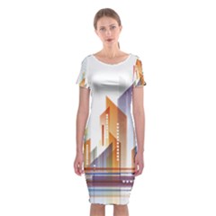 Building Artwork City Building Classic Short Sleeve Midi Dress