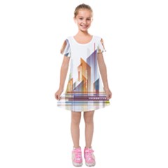 Building Artwork City Building Kids  Short Sleeve Velvet Dress