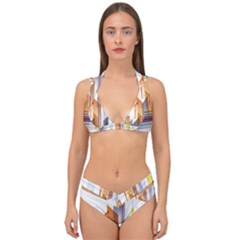 Building Artwork City Building Double Strap Halter Bikini Set