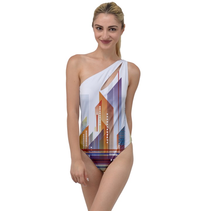 Building Artwork City Building To One Side Swimsuit