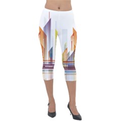 Building Artwork City Building Lightweight Velour Capri Leggings 