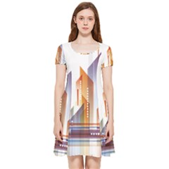 Building Artwork City Building Inside Out Cap Sleeve Dress