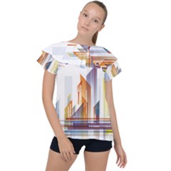 Building Artwork City Building Ruffle Collar Chiffon Blouse