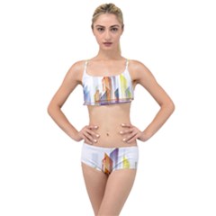 Building Artwork City Building Layered Top Bikini Set