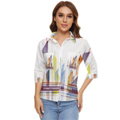 Building Artwork City Building Women s Quarter Sleeve Pocket Shirt