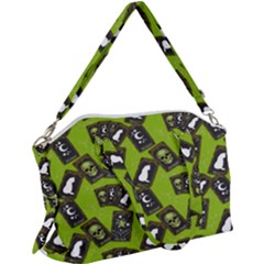 Cats And Skulls - Modern Halloween  Canvas Crossbody Bag by ConteMonfrey