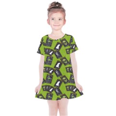 Cats And Skulls - Modern Halloween  Kids  Simple Cotton Dress by ConteMonfrey