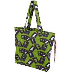 Cats And Skulls - Modern Halloween  Drawstring Tote Bag by ConteMonfrey