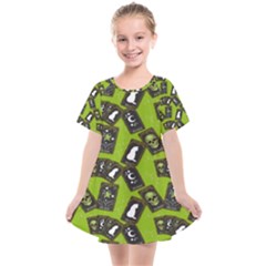 Cats And Skulls - Modern Halloween  Kids  Smock Dress by ConteMonfrey