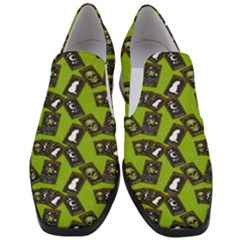 Cats And Skulls - Modern Halloween  Women Slip On Heel Loafers by ConteMonfrey