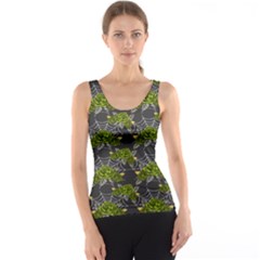 Halloween - Green Roses On Spider Web  Tank Top by ConteMonfrey