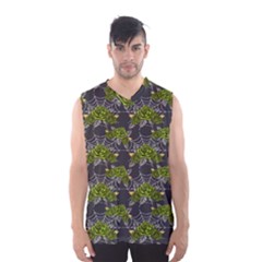 Halloween - Green Roses On Spider Web  Men s Basketball Tank Top by ConteMonfrey