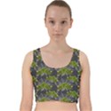 Halloween - Green Roses On Spider Web  Velvet Racer Back Crop Top View1