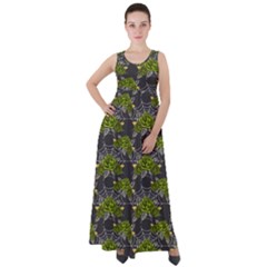 Halloween - Green Roses On Spider Web  Empire Waist Velour Maxi Dress by ConteMonfrey