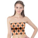 Halloween Inspired Black Orange Diagonal Plaids Tube Top View1