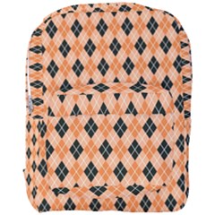 Halloween Inspired Black Orange Diagonal Plaids Full Print Backpack by ConteMonfrey