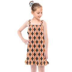 Halloween Inspired Black Orange Diagonal Plaids Kids  Overall Dress by ConteMonfrey