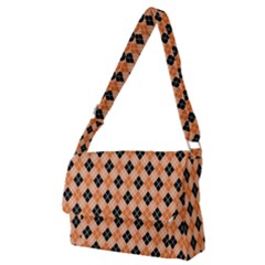 Halloween Inspired Black Orange Diagonal Plaids Full Print Messenger Bag (m) by ConteMonfrey