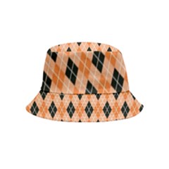 Halloween Inspired Black Orange Diagonal Plaids Bucket Hat (kids) by ConteMonfrey