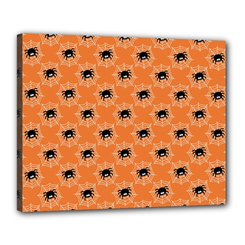 Halloween Black Orange Spiders Canvas 20  X 16  (stretched) by ConteMonfrey