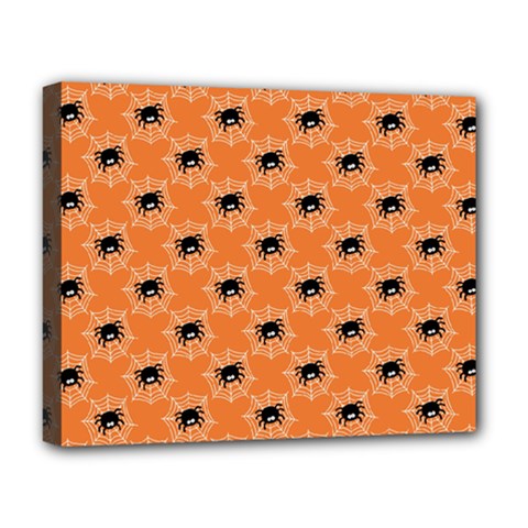 Halloween Black Orange Spiders Deluxe Canvas 20  X 16  (stretched) by ConteMonfrey