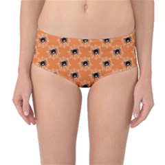 Halloween Black Orange Spiders Mid-waist Bikini Bottoms by ConteMonfrey