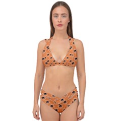 Halloween Black Orange Spiders Double Strap Halter Bikini Set by ConteMonfrey