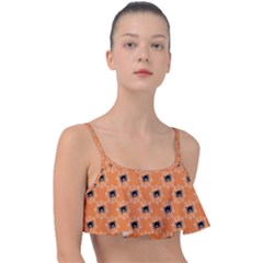 Halloween Black Orange Spiders Frill Bikini Top by ConteMonfrey