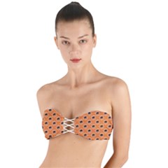 Halloween Black Orange Spiders Twist Bandeau Bikini Top by ConteMonfrey