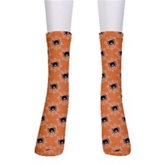 Halloween Black Orange Spiders Crew Socks by ConteMonfrey